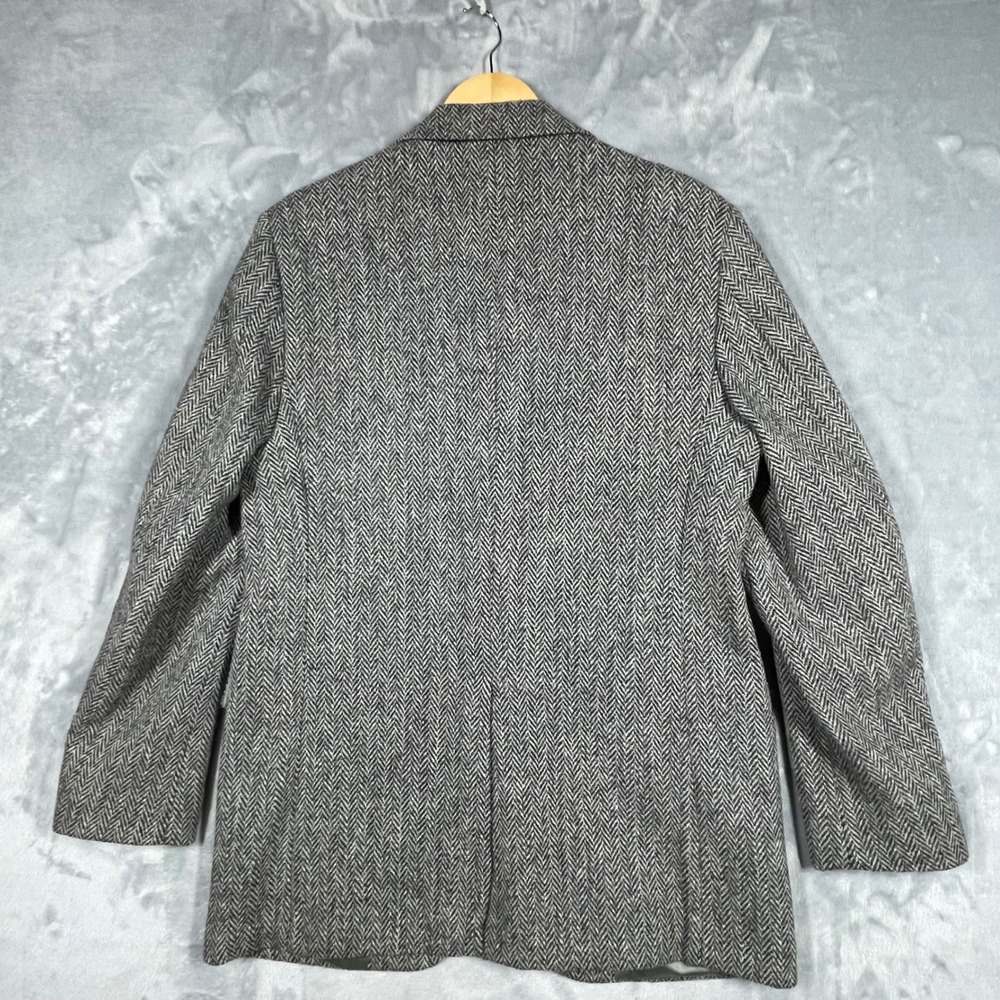 Harris Tweed Mens Grey Herringbone Scottish Wool Blazer Sport Coat 42L USA - Picture 6 of 11